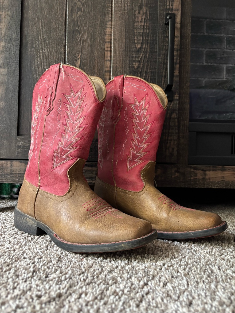 Roper Brown Foot Pink Shaft Men's Western Cowboy Boots